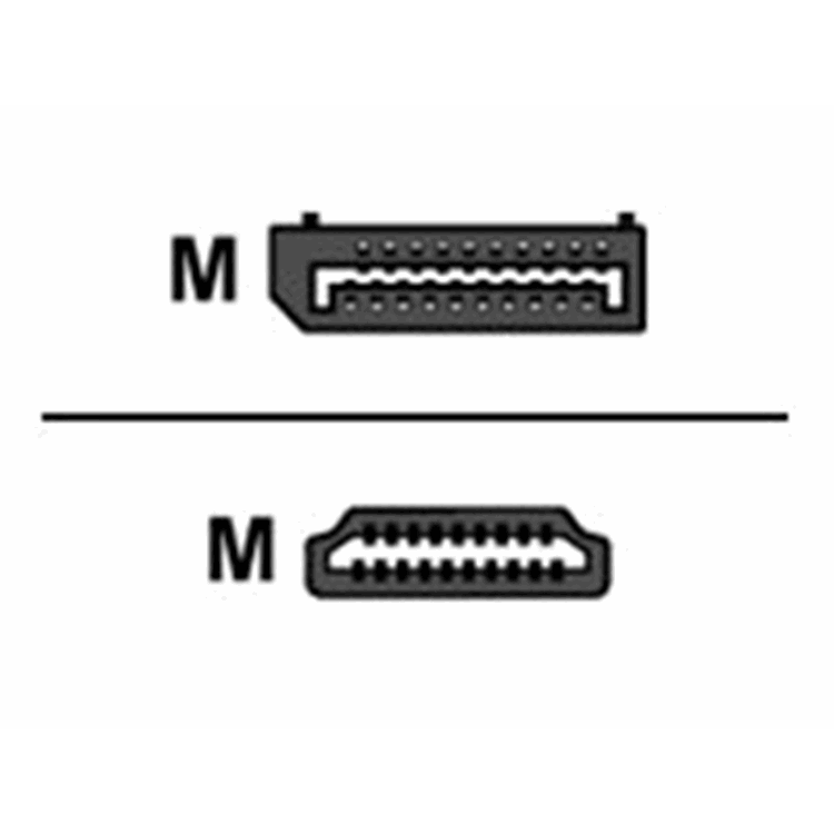 Ak3988 dp male - hdmi a male 1.00m. Eenh. 1 stk Ak3988 dp male - hdmi a male 1.00m. Eenh. 1 stk