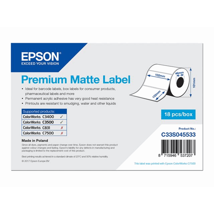 PremMatte Lbl Die-cut Roll 102mm x 152mm PremMatte Lbl Die-cut Roll 102mm x 152mm