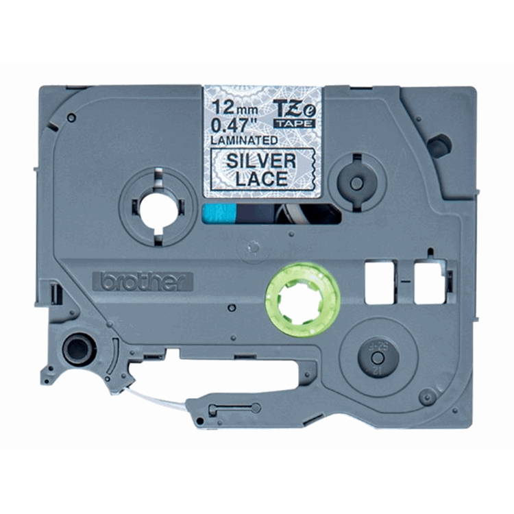 TZEMPSL31 12MM BLACK ON SILVER LACE TAPE TZEMPSL31 12MM BLACK ON SILVER LACE TAPE