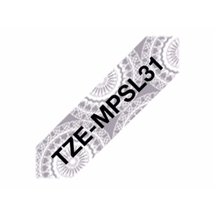TZEMPSL31 12MM BLACK ON SILVER LACE TAPE TZEMPSL31 12MM BLACK ON SILVER LACE TAPE