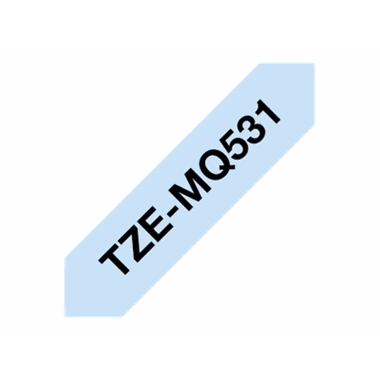 TZEMQ531 12MM BLACK ON PASTEL BLUE TAPE