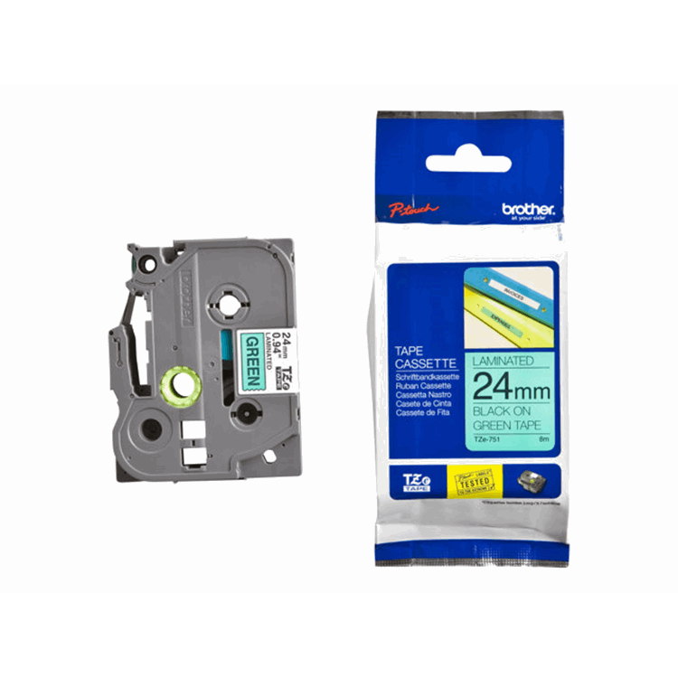 TZ-751 24mm - black on green - laminated (8m)