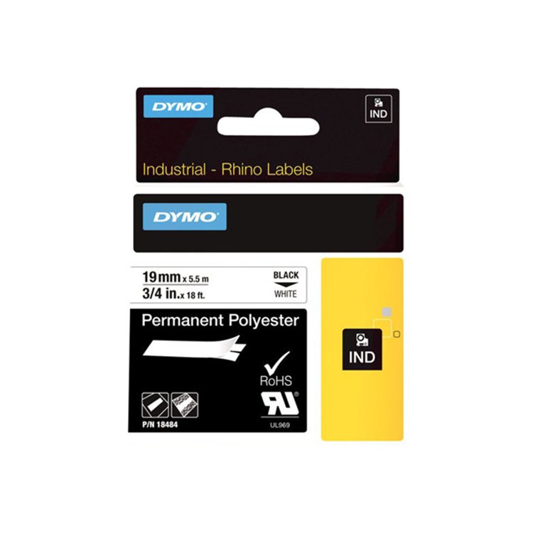 RHINO TAPE PERM. POLYESTER 19MM WIT RHINO TAPE PERM. POLYESTER 19MM WIT