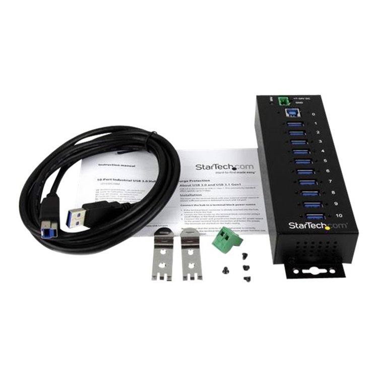 10 Port Industrial USB 3.0 Hub - Metal