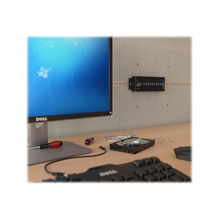10 Port Industrial USB 3.0 Hub - Metal