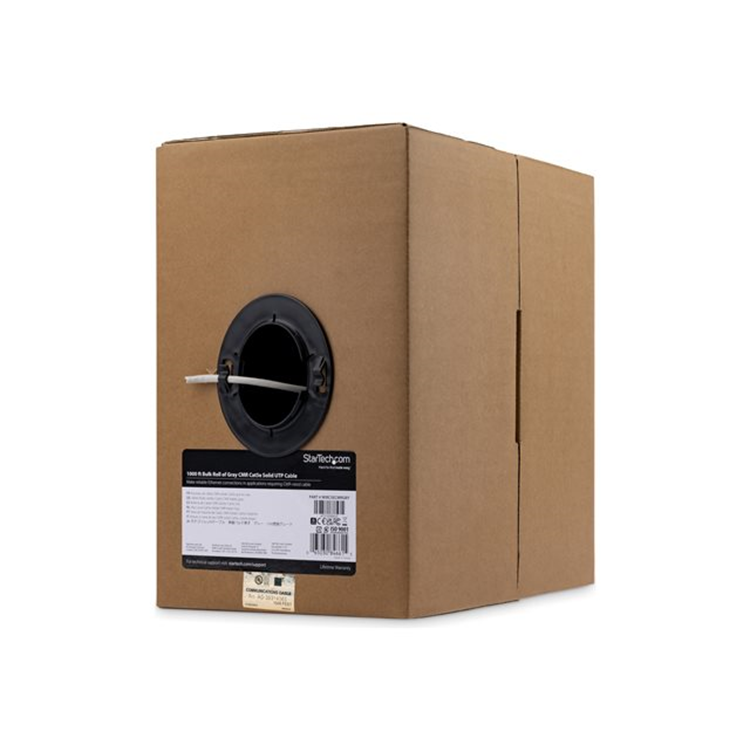 1000 ft Bulk Roll of Gray CMR Cat5e Soli 1000 ft Bulk Roll of Gray CMR Cat5e Soli
