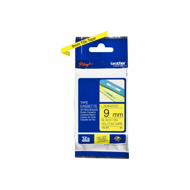 Tape/9mm black on yellow f P-Touch TZE