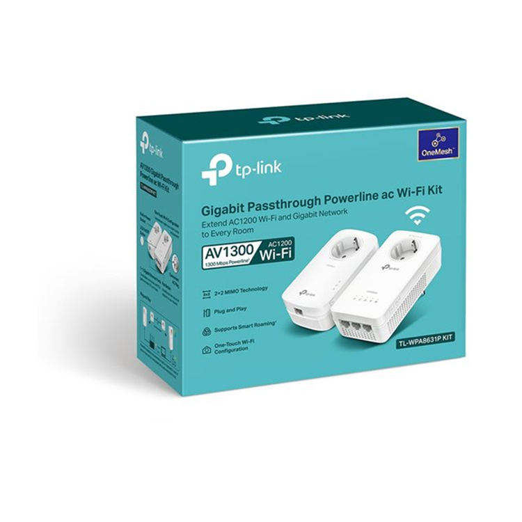 AV1300 Passthrough Powerline Wi-Fi KIT Qualcomm AC1200 Wi-Fi 867Mbps at 5GHz + 300Mbps at 2.4GHz